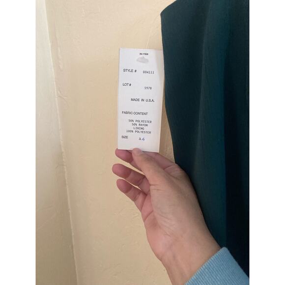 VTG Toni Garment CC Magic Women's Blazer Skirt Size 14 Hunter Green Crepe 2 Pc - Picture 10 of 10